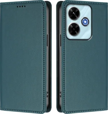 Produktbild von Handyhülle für Xiaomi Redmi 13 4G, Kunstleder Klapphülle Stoßfeste Magnetische Hülle mit Ständer Grün