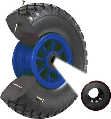 Produktbild von Sackkarrenrad PolyurethanRad 260x85 mm 3.00-4 75 mm zentrierte Nabe Ø 20 mm blau Vollgummi Bollerwagen