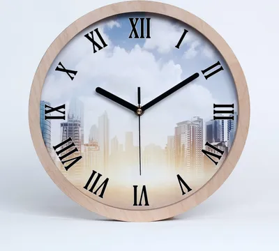 Produktbild von Holzuhr 30fi cm wanduhr - schwarze Spitzen - Wolkenkratzer