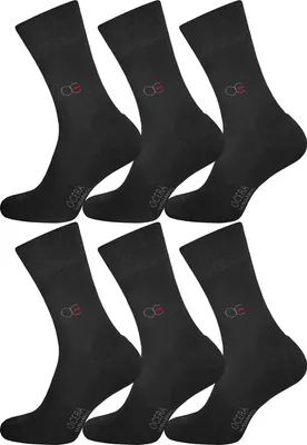 Produktbild von OCERA 6 Paar Wellness Socken Baumwolle NEU mit Frotteesohle + handgekettelter Spitze Uni Damen + Herren in elegantem Schwarz Gr. 39-42
