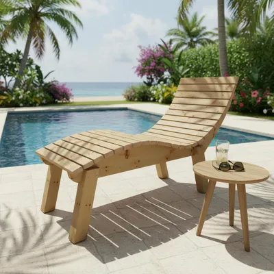 Produktbild von Gartenliege Relaxliege "Liege-Franzi" (Zirbe) Breite 70cm Einstiegshöhe 60cm mit Füßen