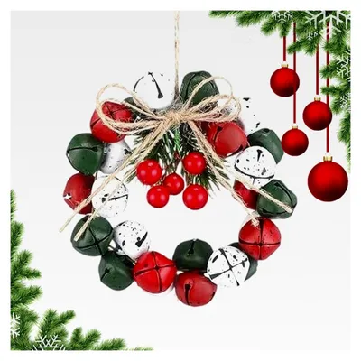 Produktbild von Weihnachtskränze für die Haustür, 6,5 cm Glocken Beeren Vintage Deko | Künstliche Dekoration für Kamin, Fenster, Tür, Tisch, Party, Hochzeit, Winter, Küche
