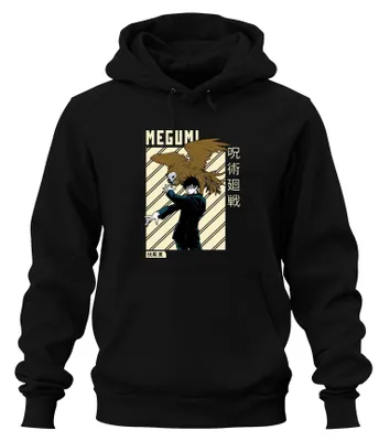 Obrázek produktu pro MEGUMI Jujutsu Kaisen 呪術廻戦 Fushiguro Shikigami Anime Aesthetics Uni mikina s kapucí, černá, XXL