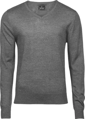 Produktbild von Tee Jays Herren Pullover mit V-Ausschnitt BC3828 (M) (Grau meliert)