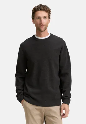 Produktbild von Tom Tailor Herren 1047570 Strickpullover Aus Baumwolle, 10617 - Black Grey M