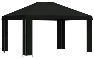 Obrázok produktu pre vidaXL Altánok 4 x 3 m, čierny, polyester a oceľ, 190 g/m²