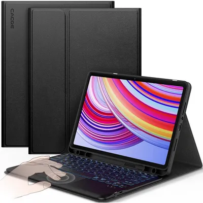 Immagine prodotto di Custodia con tastiera per Redmi Pad Pro 12.1 / Xiaomi Poco Pad 12.1 (2024), colore nero, con touchpad e illuminazione a 7 colori