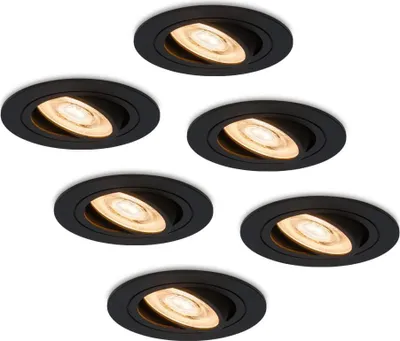 Image de HOFTRONIC - Spot LED encastrable plat 6W 570lm 2700K Inclinable Noir IP20