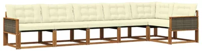 Produktbild von vidaXL Outdoor-Sofagarnitur mit Kissen 6 pcs Natur und Creme