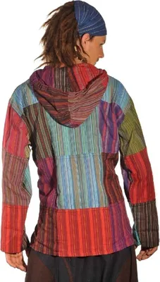 Immagine prodotto di Simandra camicia patchwork con cappuccio I camicia da pescatore - taglio dritto I camicia casual per donna e uomo I 100% cotone, S
