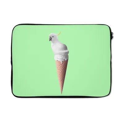 Produktbild von MuchoWow® Laptop Hülle 13 Zoll Papagei - Eistüten - Eiscreme - Weiß - Grün Laptoptasche - Laptophülle - Sleeve - Rundumschutz