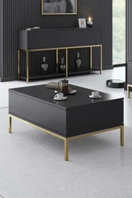 Obrázek produktu pro Skye Decor, Lord - antracit, zlatá, konferenční stolky, antracit, 90 x 40 x 60 cm