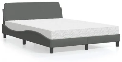 Produktbild von vidaXL Bett mit Matratze "Dover" Dunkelgrau 140x200 cm Stoff