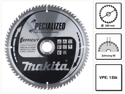 Produktbild von Makita B-67290, 26 cm, 3 cm, 2,15 mm, 5870 RPM, 1 Stück(e)