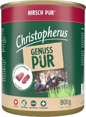 Produktbild von Christopherus Pur - Hirsch 800g, Adult, jede Rasse, Hirsch, 800 g, Ohne Soja