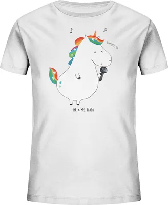 Produktbild von Mr. & Mrs. Panda Kleinkinder T-Shirt Einhorn Sänger 7-8 Jahre (122/128) - Weiß - Geschenk, Kinder Jungen, Party, Freundin, Disco, Einhörner, Geburtstag, Mädchen, Teenager