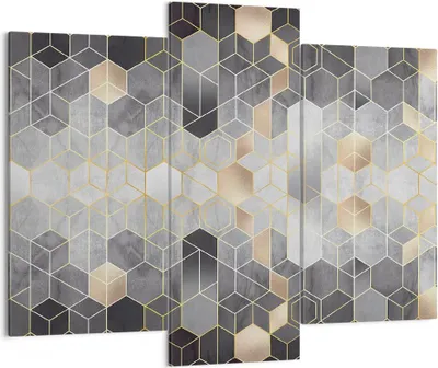 Produktbild von Bild auf Leinwand - Leinwandbild - 3 Teile - Geometrisch Abstraktion Sechsecke - 130x100cm Wand Bild Wanddeko Wandbilder Leinwanddruck Bilder Wanddekoration Leinwand bilder CB130x100-4776