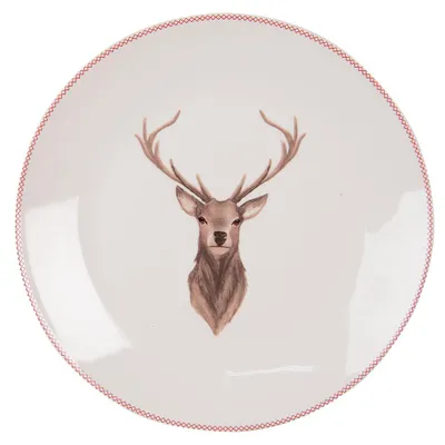 Immagine prodotto di Piatto da colazione Clayre & Eef Ø 20 cm Beige Marrone Porcellana Cervo