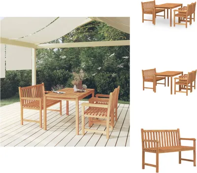 Produktbild von vidaXL 4-tlg. Garten-Essgruppe Massivholz Teak -  Gartenmöbel-Sets