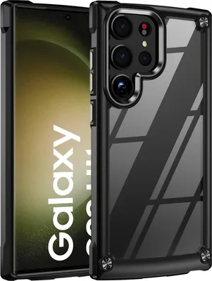 Produktbild von Samsung S23 Ultra Hülle, Hybrid Transparente PC Robust TPU Bumper Stoßfest Schutzhülle für Samsung Galaxy S23 Ultra Schwarz