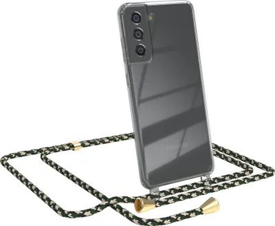 Produktbild von EAZY CASE Handykette kompatibel mit Samsung Galaxy S21 FE 5G Kette, Handyhülle mit Umhängeband, Handykordel, Schutzhülle, Kette, Silikonhülle, Silikon Cover, Grün