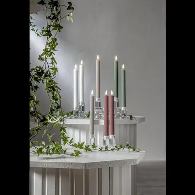 Produktbild von Star LED Echtwachs Kerze mit Timer, 2er Set, 25 x 2,1 cm, altrosa