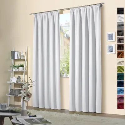Produktbild von heimtexland ® 2 Stück Thermo Verdunkelungsvorhänge Sonnenschutz Kälteisolierung Verdunkelungsgardinen Kräuselband Vorhang Typ139 Grau-Weiss HxB 245 x 135 cm
