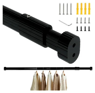 Produktbild von Ausziehbare Kleiderstange bis 70 kg Teleskop Kleiderstange für den Schrank Verstellbar Verdickt & Robust (Schwarz, 84-155 cm)