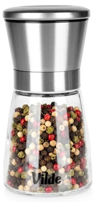 Obrázek produktu pro Vilde | Mlýnek na sůl a pepř 180 ml - 13,5 cm - Keramický mlecí mechanismus - Nerez
