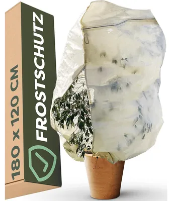 Produktbild von Pflanzenhaube Winterschutz Frostschutzhaube - Beige - 155 x 100 cm - Vlies mit Reißverschluss - Mit Aufbewahrungsbeutel