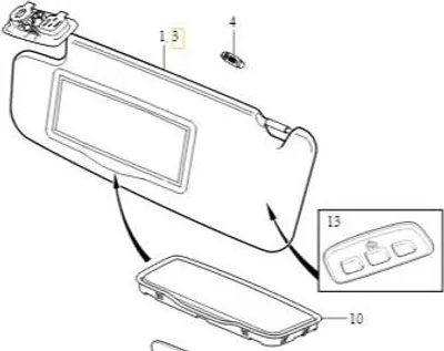 Immagine prodotto di VOLVO C30 aletta parasole sinistra illuminata OE