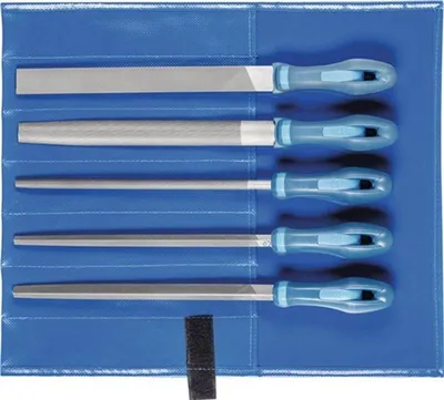 Zdjęcie produktu dla PFERD 11800543, Zestaw pilników, Płaski dokument, Półokrągły dokument, Okrągły dokument, Kwadratowy dokument, Pilnik trójkątny, Aluminium, Mosiądz, Żeliwo, Stal odlewana, Miedź, Stal, Cynk, Niebieski, 250 mm, Niemcy
