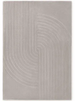 Image de Tapis Vikosa Wollteppich Arcura, design uni en forme d'arc, gris clair - 160x230 cm