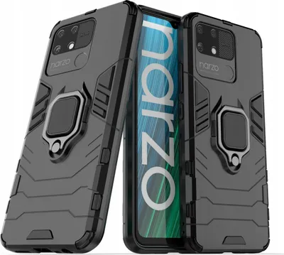 Zdjęcie produktu dla Wytrzymałe hybrydowe etui Ring Armor z uchwytem magnetycznym do Realme Narzo 50A, czarne