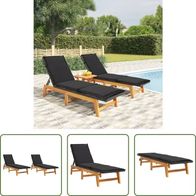 Produktbild von The Living Store Sonnenliegen mit Auflagen 2 Stk. Poly Rattan Massivholz Akazie