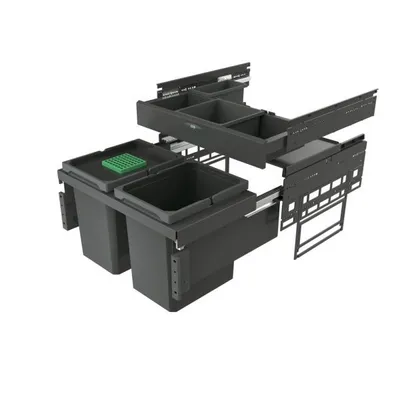Image de Naber Cox® Base 360 K/600-2 avec Base-Board, collecteur de déchets pour tiroirs à casseroles, avec couvercle anthracite