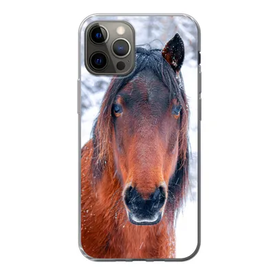 Produktbild von MuchoWow® Handyhülle Schutzhülle Hülle für iPhone 13 Pro Pferd - Winter - Schneeflocke Silikon Softcase Handy Hülle - Handy-Tasche