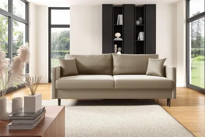 Zdjęcie produktu dla LIKMA Rozkładana Kanapa Mara Kremowa 209x93x92 cm z Funkcją Spania, Pojemnikiem na Pościel, Sofa w Tkaninie Riviera 21