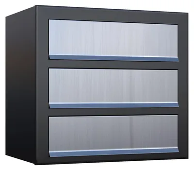 Produktbild von Wandbriefkasten Cube for Three in Schwarz mit Edelstahlklappe
