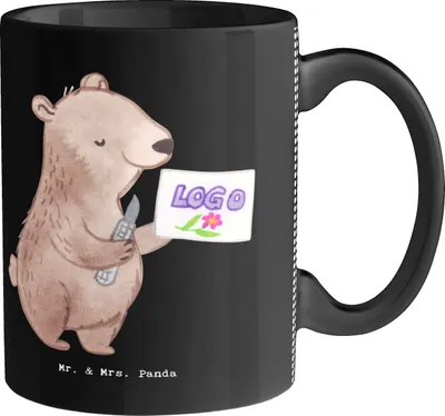 Produktbild von Mr. & Mrs. Panda Teetasse Werbetechniker Herz - Schwarz - Geschenk, Kaffeebecher, Kaffeetasse, Keramiktasse, Tasse, Becher