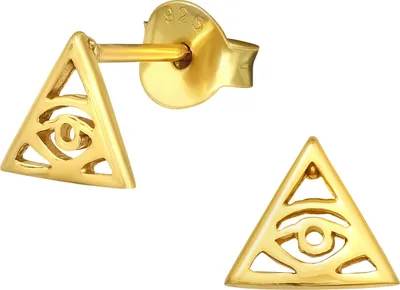 Produktbild von 925 Sterling Silber Ohrstecker vergoldet mit Auge der Vorsehung