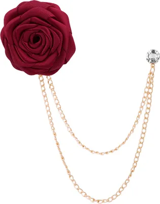 Produktbild von Anstecknadel im koreanischen Stil, Stoffkunst, glitzernde Strasssteine, handgefertigte Rosen-Quastenkette, Hochzeitsbrosche für Feiern-Weinrot
