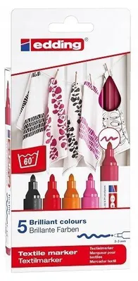 Produktbild von Edding Textilmarker 5 warme Farben Rundspitze