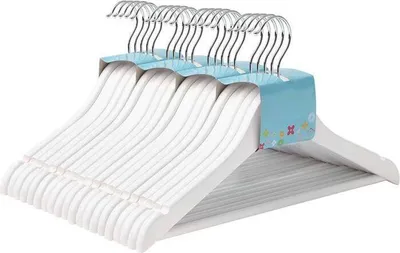 Productafbeelding van Hoppa! Kinderkledinghangers, 20-delig, met inkeping, 360 graden draaibaar, wit, 35 cm