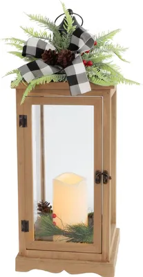Immagine prodotto di Lanterna MagicHome Natalizia, LED bianco caldo, 3xAAA, timer, marrone, 20x20,5x51 cm, fiamma mobile