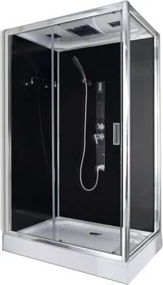 Produktbild von Sanotechnik Komplettduschkabine TREND 3 Glaspaneel schwarz 80cm x 120cm x 215cm