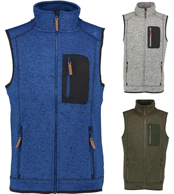 Herren-Weste in Blau für die Jagd mit Frontreißverschluss, Brusttasche und Seitentaschen. Ärmelloses Design für maximale Bewegungsfreiheit, ausgestattet mit einer praktischen Reißverschlusstasche für zusätzlichen Stauraum.