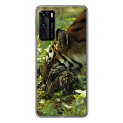 Produktbild von MuchoWow® Handyhülle Schutzhülle Hülle für Huawei P40 Tiger - Pflanzen - Jungtier Silikon Softcase Handy Hülle - Handytasche