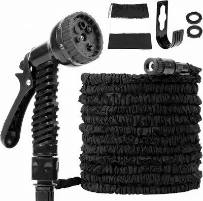 Immagine prodotto di Tubo da giardino espandibile - 30 metri - Tubo flessibile e resistente alle perdite, con pistola a spruzzo a 7 funzioni e raccordi
