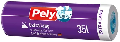 Produktbild von Pely Zugbandbeutel Extra lang 35 Liter klimaneutralisiert 14 Stück